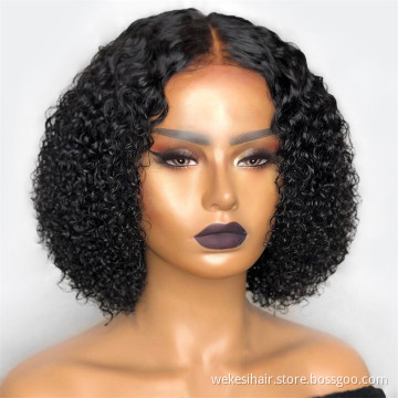 OEM Vendor Full Custom Wig Free Sample Packaging Box Mink Brazilian Virgin Human Cuticle Aligned Hair Lace Front Bob Curly Wig